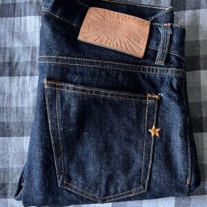 Men's Dark Blue Jeans brave star raw selvedge MiUSA sz 32 slim skeleton